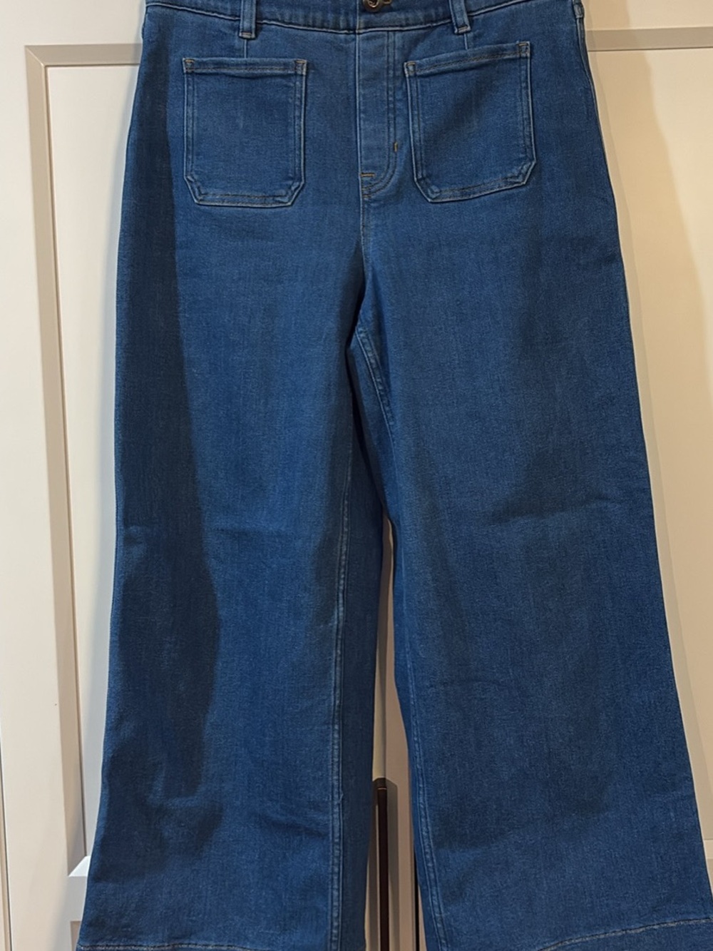 SPANX Wide Leg Ankle Jeans in Deep Blue